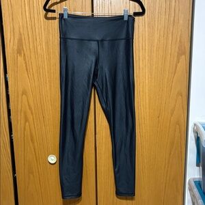 Zyia women's 6-8 coated black leggings high rise waist athletic pants